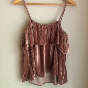 MADEWELL crushed velvet mauve tank.